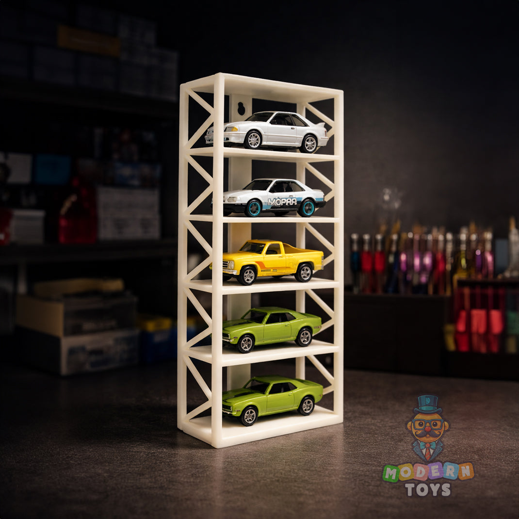 Glow Hot Wheels Display Stand – 5 Racks | Wall Mounted Hot Wheels