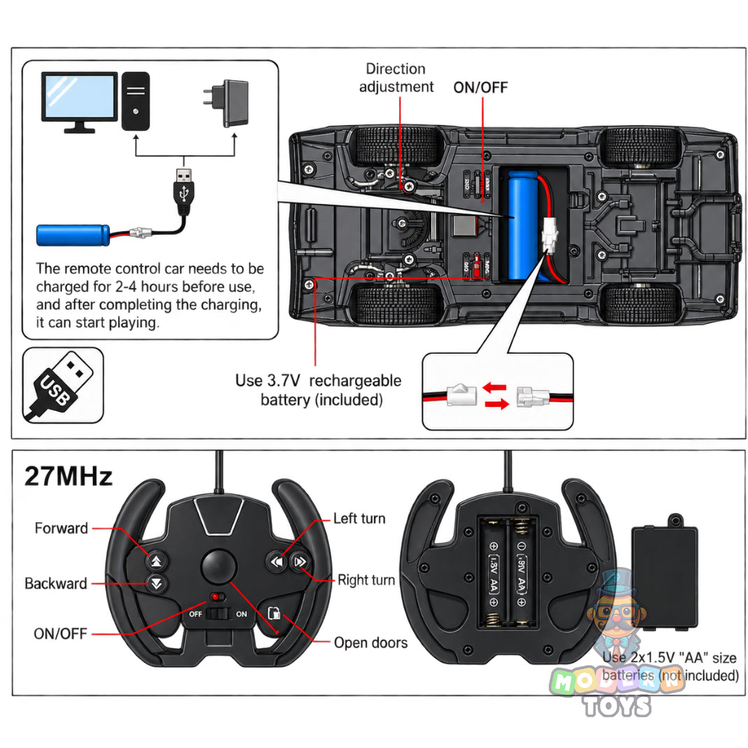 MOKA Remote Control RC Car – Black Sports Car